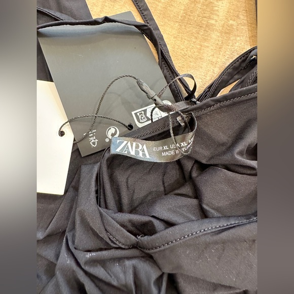 Zara black long strappy jumpsuit v neck adjustable cross back nwt - Picture 8 of 10